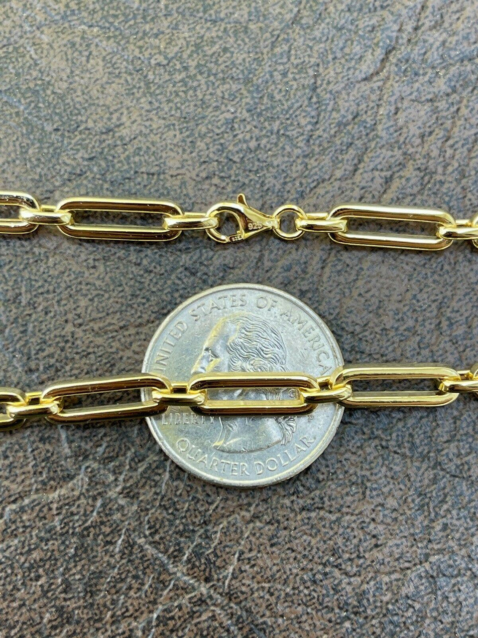 Paperclip Chain Necklace Iced Out CZ Stones - 14k Gold Vermeil 925 Silver - 5mm - 14-24"