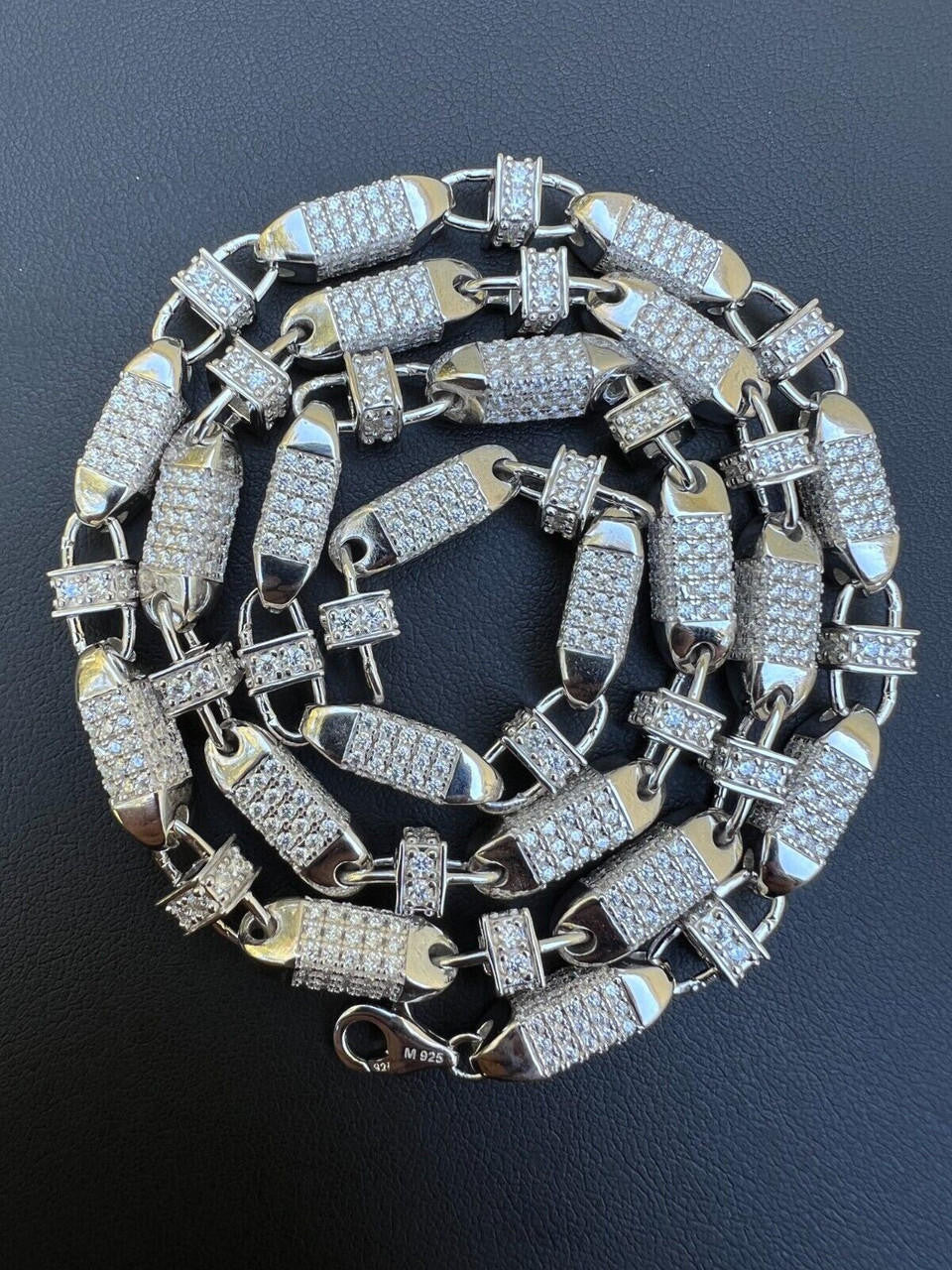 MOISSANITE Bullet Chain Necklace Iced Out - 925 Silver - 5mm - 16"-30"