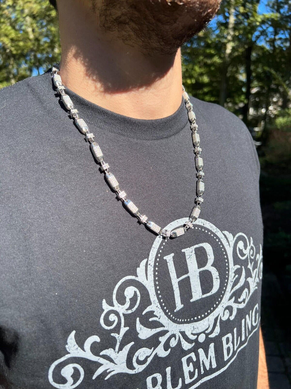 MOISSANITE Bullet Chain Necklace Iced Out - 925 Silver - 5mm - 16"-30"