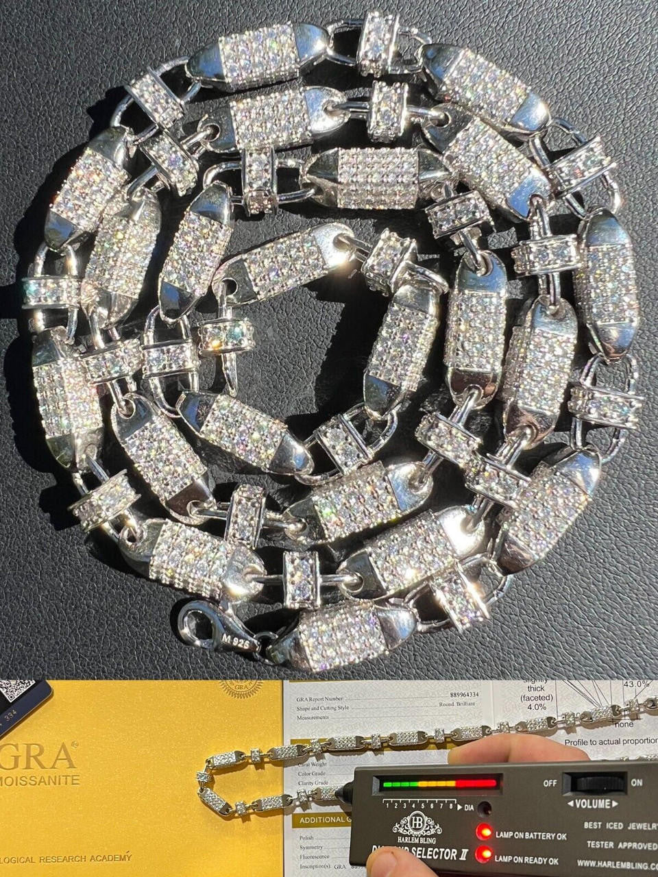 MOISSANITE Bullet Chain Necklace Iced Out - 925 Silver - 5mm - 16"-30"