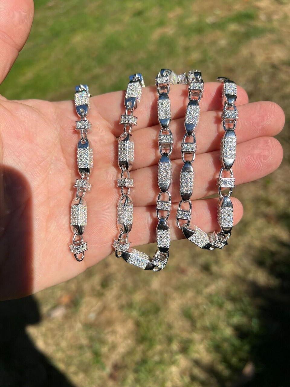 MOISSANITE Bullet Chain Necklace Iced Out - 925 Silver - 5mm - 16"-30"