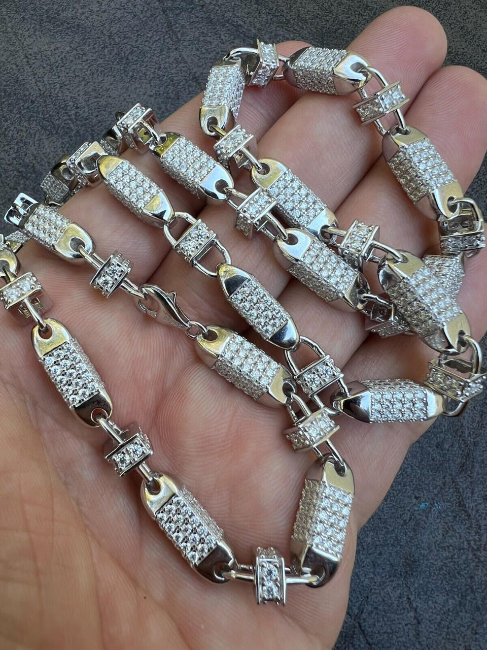 MOISSANITE Bullet Chain Necklace Iced Out - 925 Silver - 5mm - 16"-30"