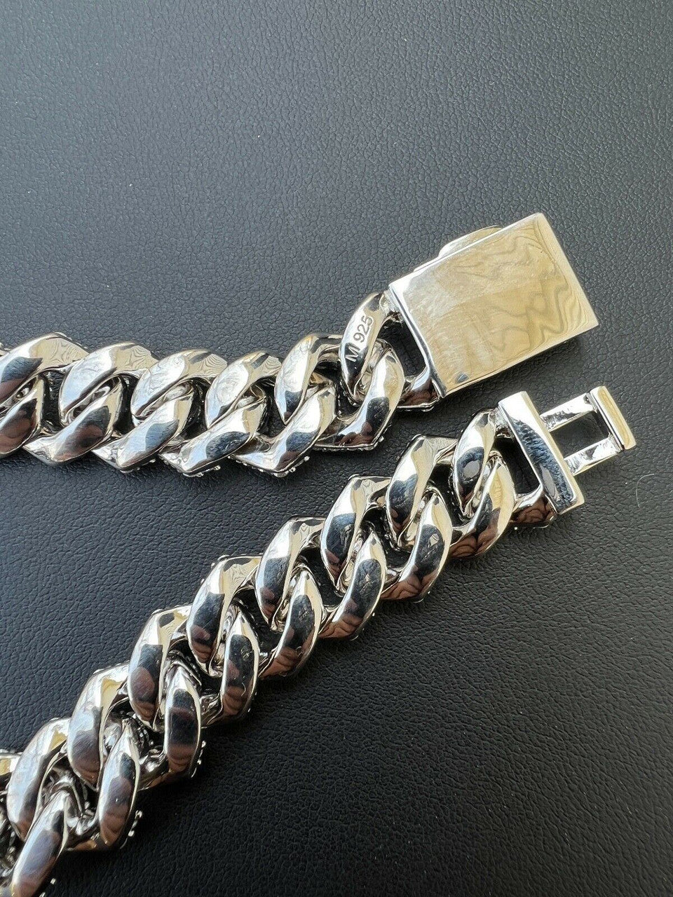 MOISSANITE Classic Prong Cuban Necklace Chain - 925 Silver - 14mm - 16"-30"