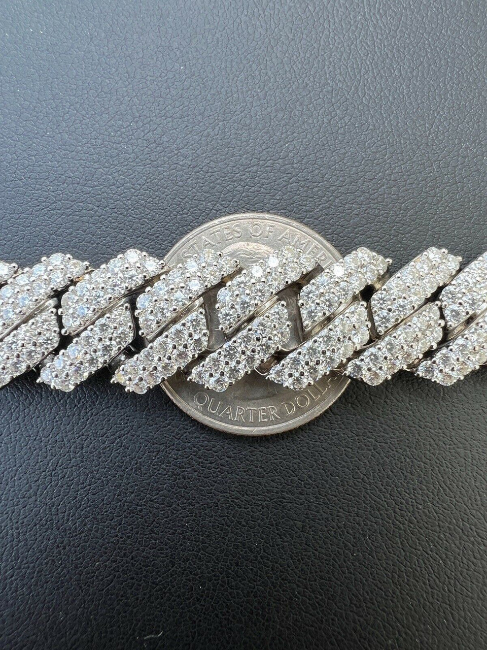 MOISSANITE Classic Prong Cuban Necklace Chain - 925 Silver - 14mm - 16"-30"