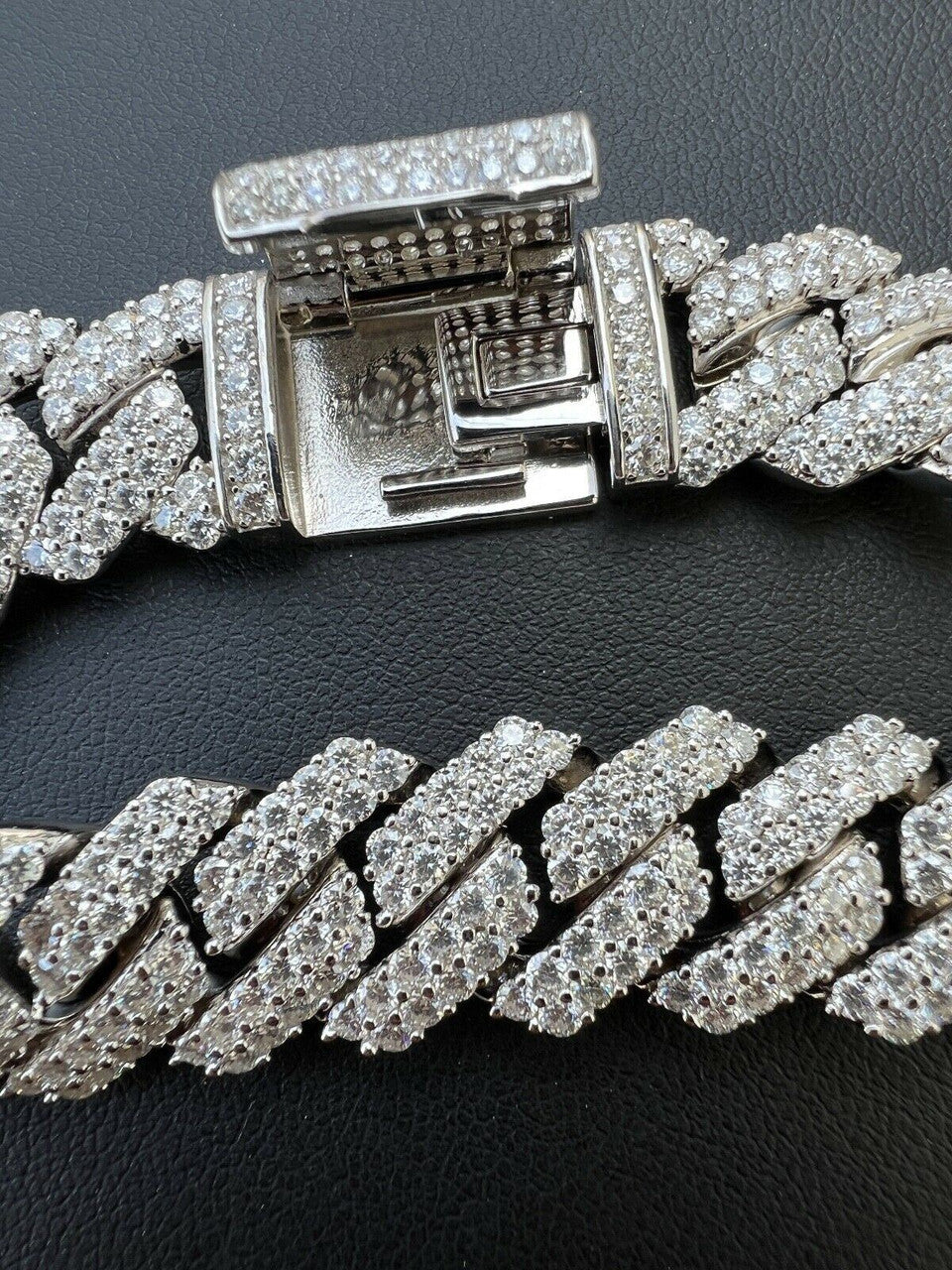 MOISSANITE Classic Prong Cuban Necklace Chain - 925 Silver - 14mm - 16"-30"