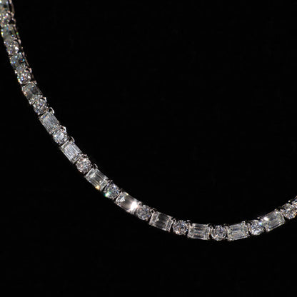 Baguette Square Link Necklace (Silver)