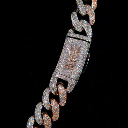 22mm Emerald-Cut Cuban Link Chain (Two-Tone)