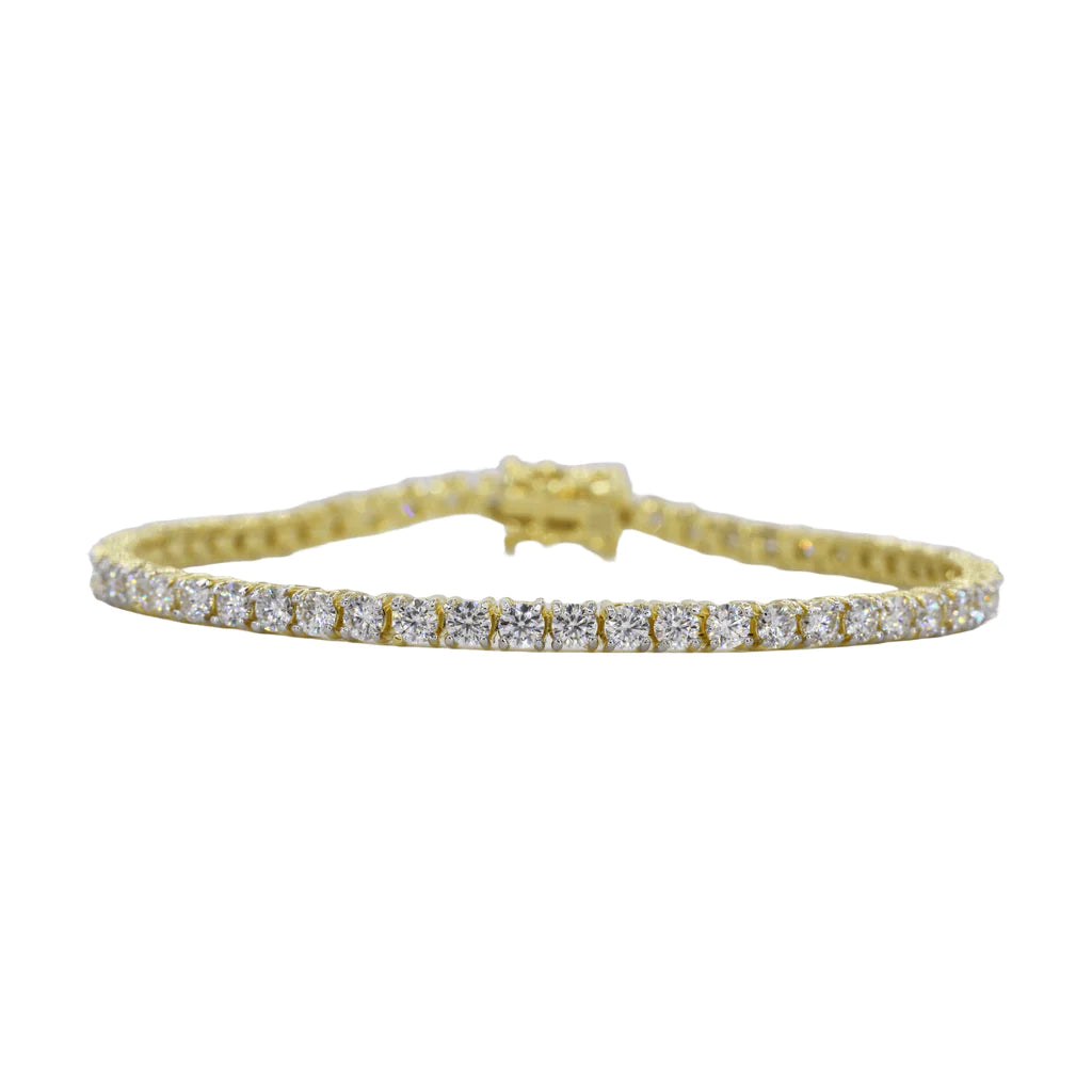 10K Gold 3MM Tennis Bracelet VVS Moissanite Diamonds