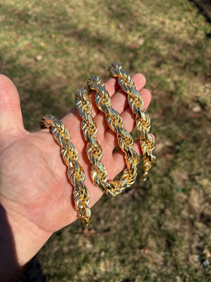 Half Kilo Rope Chain Necklace - 14k Gold Vermeil 925 Sterling Silver - 18"-30" - 14.5mm