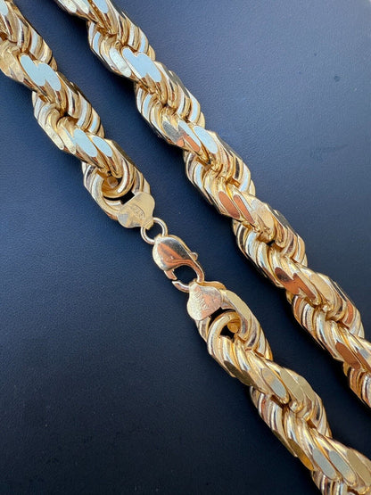 Half Kilo Rope Chain Necklace - 14k Gold Vermeil 925 Sterling Silver - 18"-30" - 14.5mm