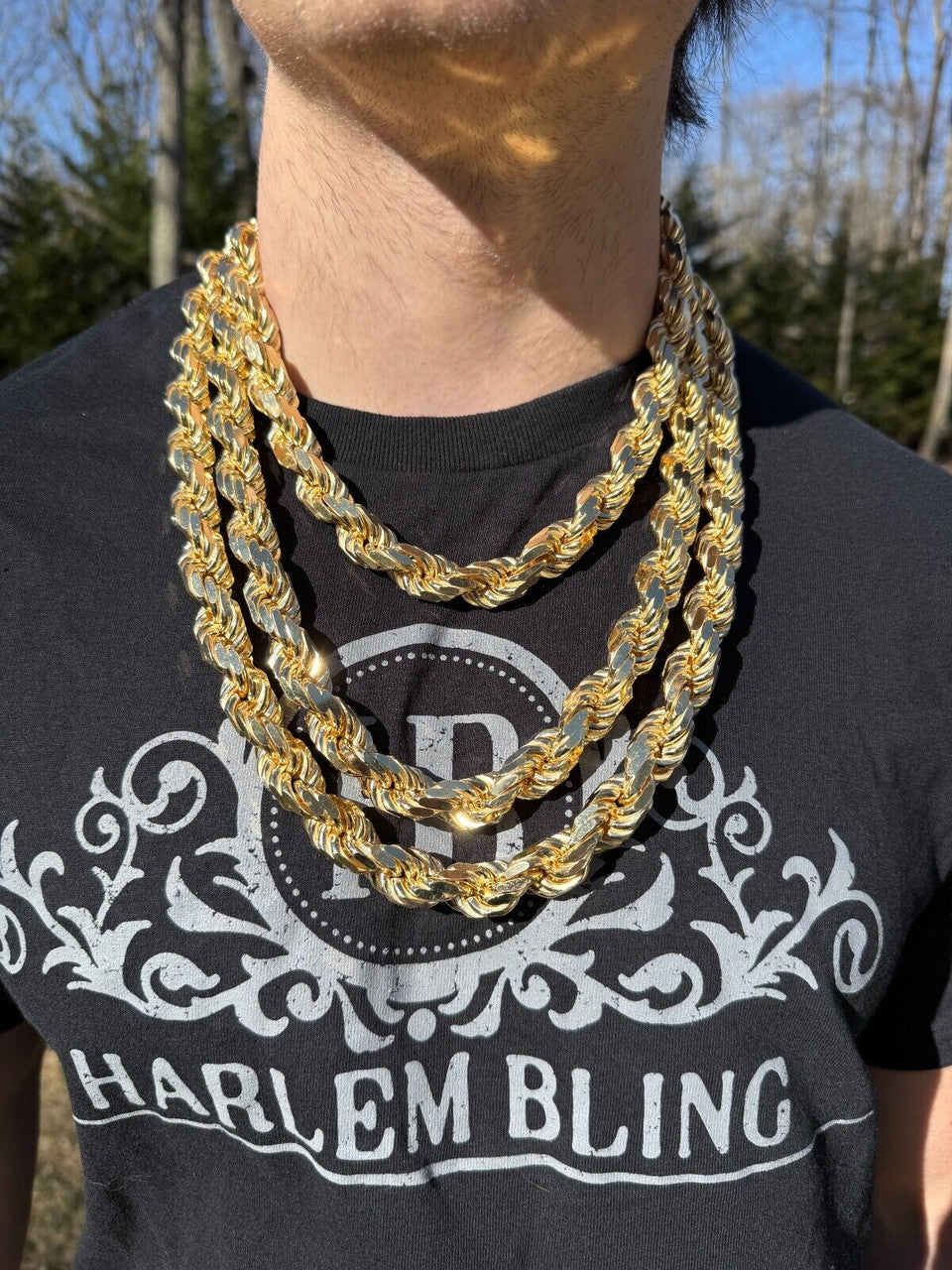 Half Kilo Rope Chain Necklace - 14k Gold Vermeil 925 Sterling Silver - 18"-30" - 14.5mm