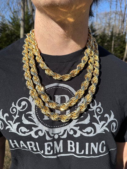 Half Kilo Rope Chain Necklace - 14k Gold Vermeil 925 Sterling Silver - 18"-30" - 14.5mm