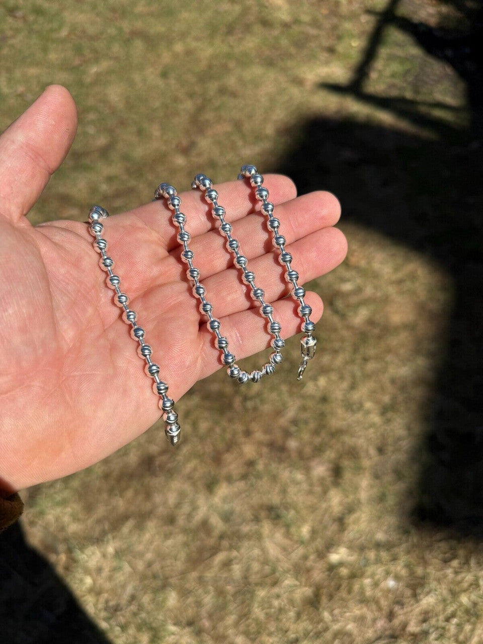 Ball Bead "Dog Tag" Chain Necklace - 925 Sterling Silver - 18"-30" - 6mm