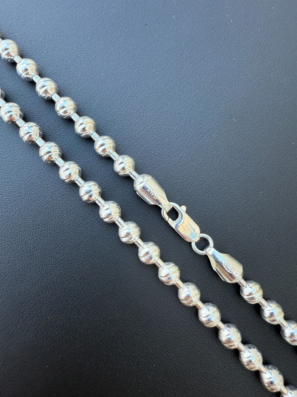 Ball Bead "Dog Tag" Chain Necklace - 925 Sterling Silver - 18"-30" - 6mm