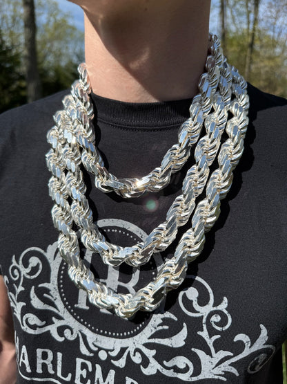 MONSTER Rope Chain Necklace - 925 Sterling Silver - 20"-30" - 16.5mm