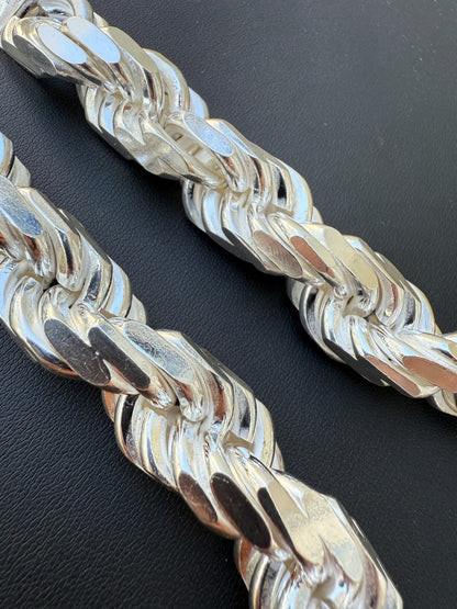 MONSTER Rope Chain Necklace - 925 Sterling Silver - 20"-30" - 16.5mm