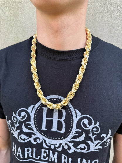 BIGGEST BOSS Rope Chain Necklace - 14k Gold Vermeil 925 Sterling Silver - 18"-30" - 14.5mm