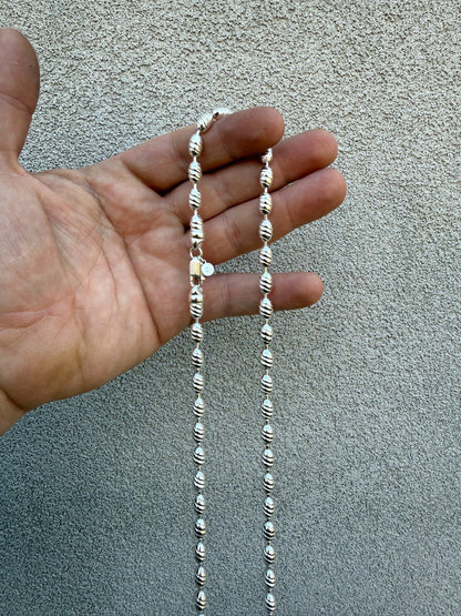 Infinity Rice Link Chain Necklace - 925 Sterling Silver - 18"-30" - 6mm