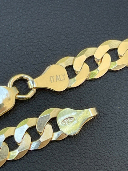 Flat Curb Cuban Chain Necklace - 14k Gold Vermeil 925 Sterling Silver - 16"-30" - 3mm-10.5mm