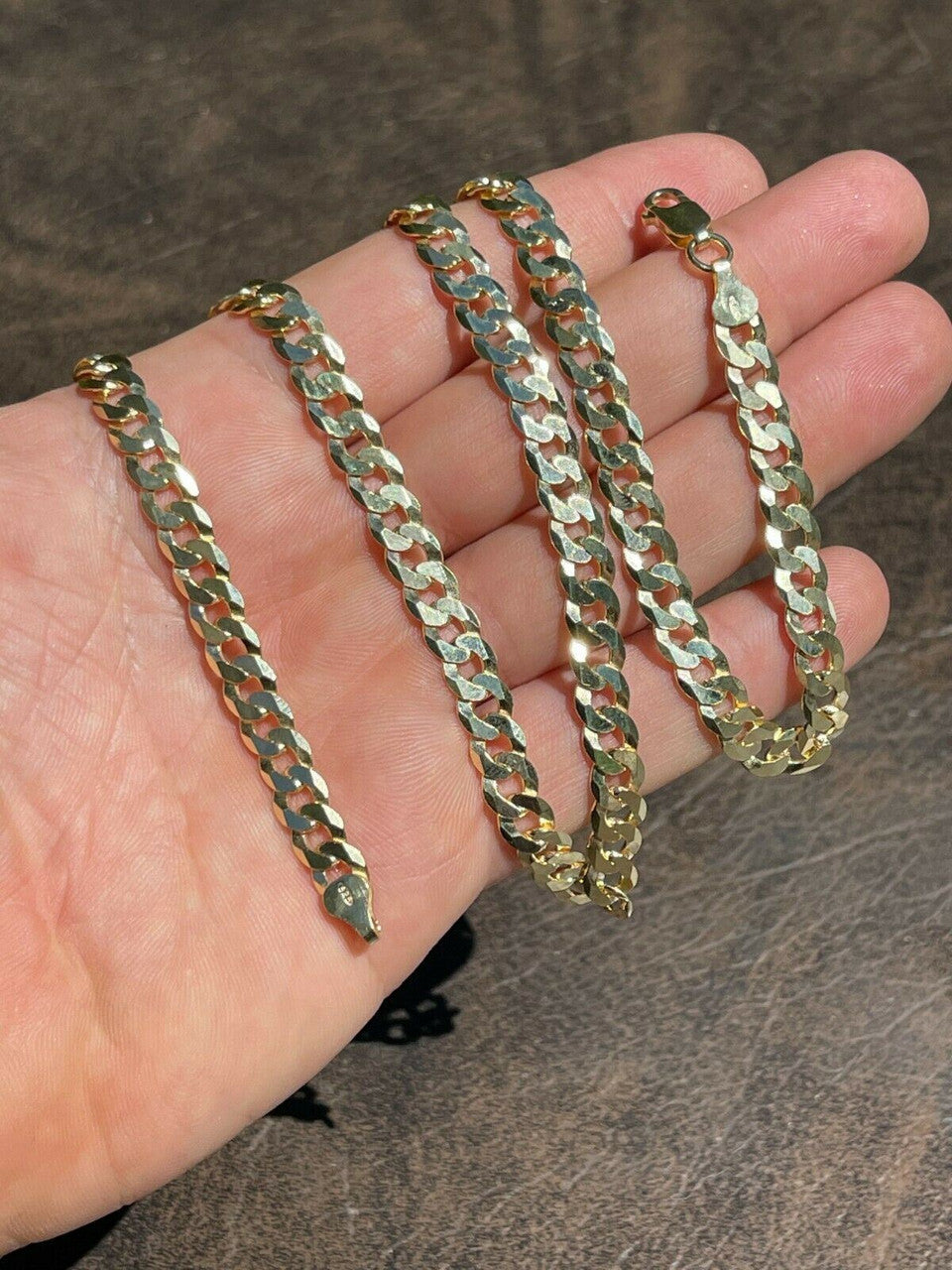 Flat Curb Cuban Chain Necklace - 14k Gold Vermeil 925 Sterling Silver - 16"-30" - 3mm-10.5mm