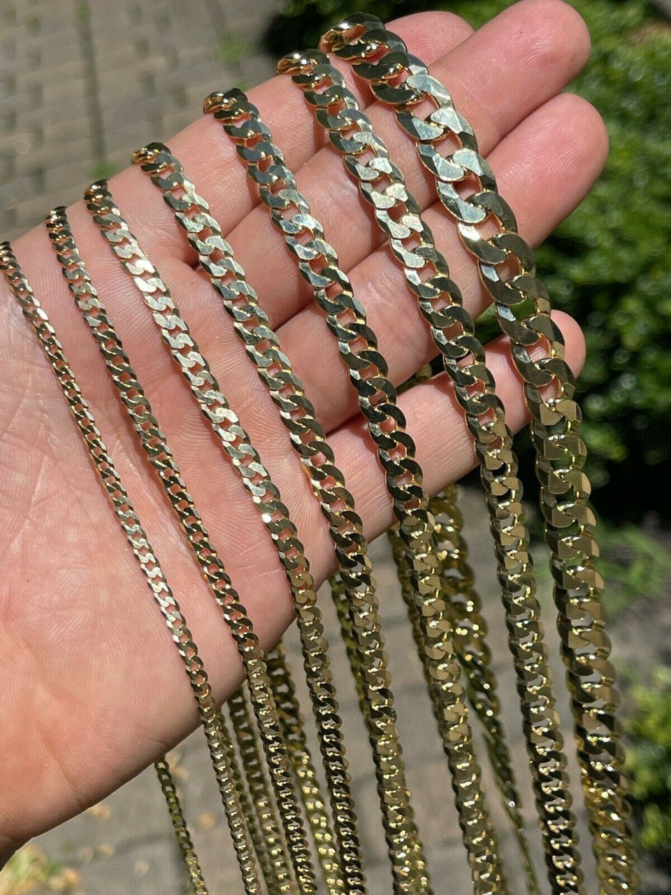 Flat Curb Cuban Chain Necklace - 14k Gold Vermeil 925 Sterling Silver - 16"-30" - 3mm-10.5mm