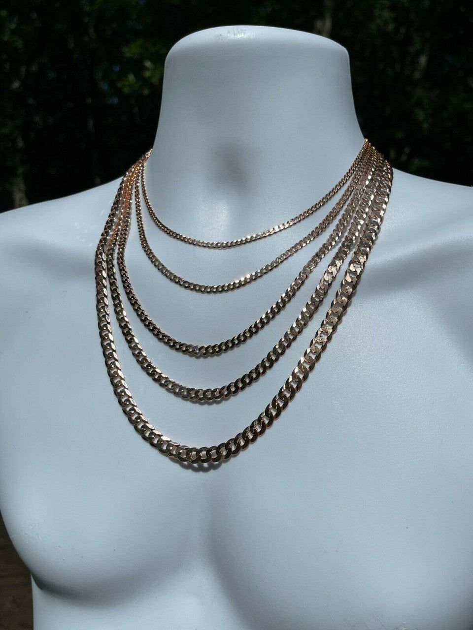 Flat Curb Cuban Chain Necklace - 14k Rose Gold Vermeil 925 Sterling Silver - 16"-30" - 3mm-8mm