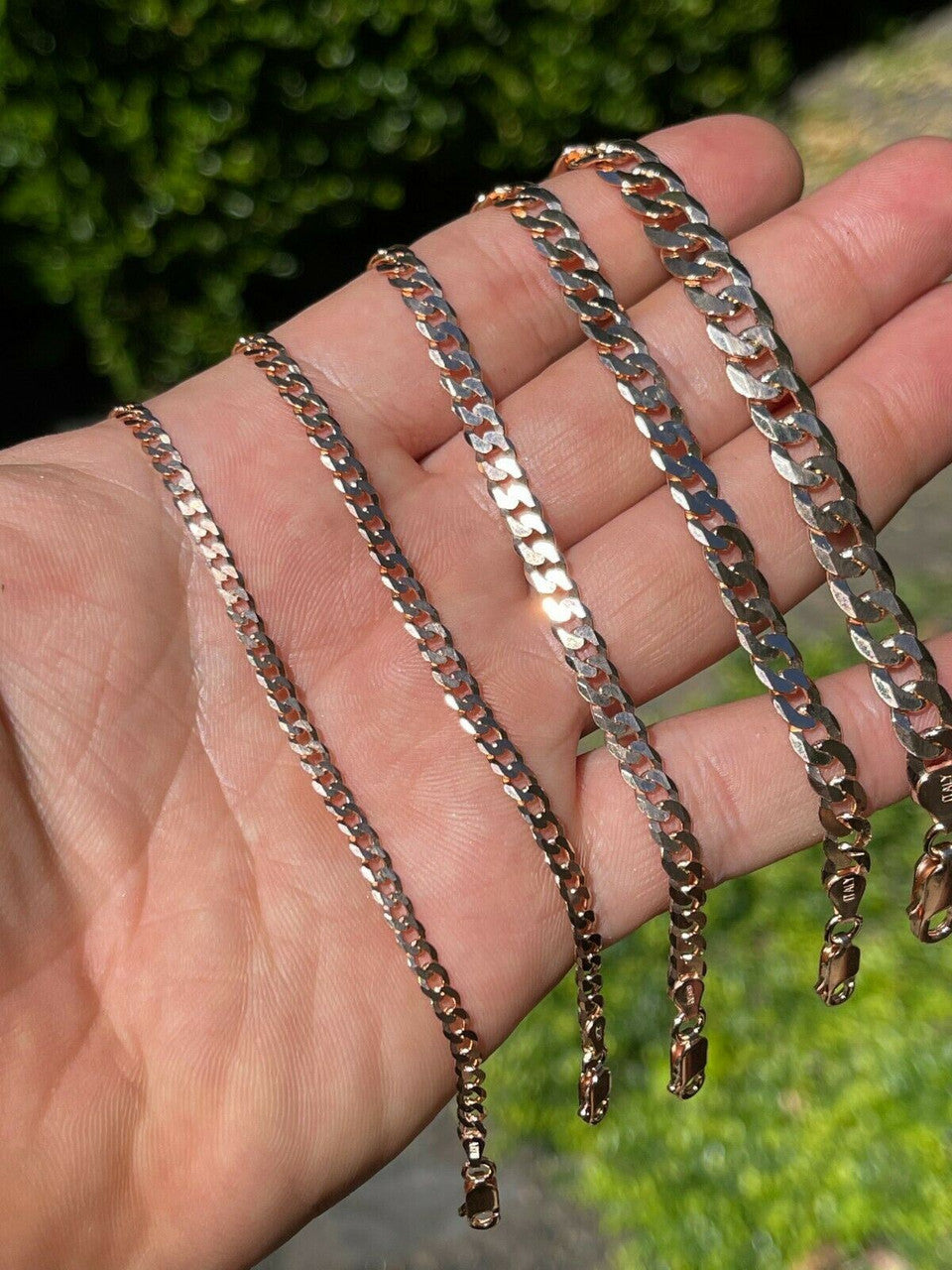 Flat Curb Cuban Chain Necklace - 14k Rose Gold Vermeil 925 Sterling Silver - 16"-30" - 3mm-8mm