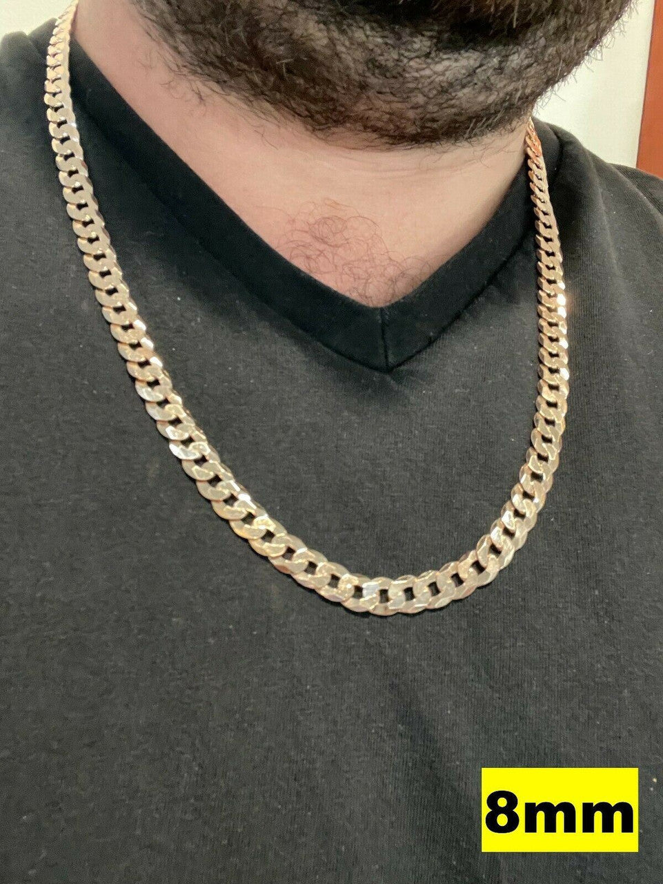 Flat Curb Cuban Chain Necklace - 14k Rose Gold Vermeil 925 Sterling Silver - 16"-30" - 3mm-8mm