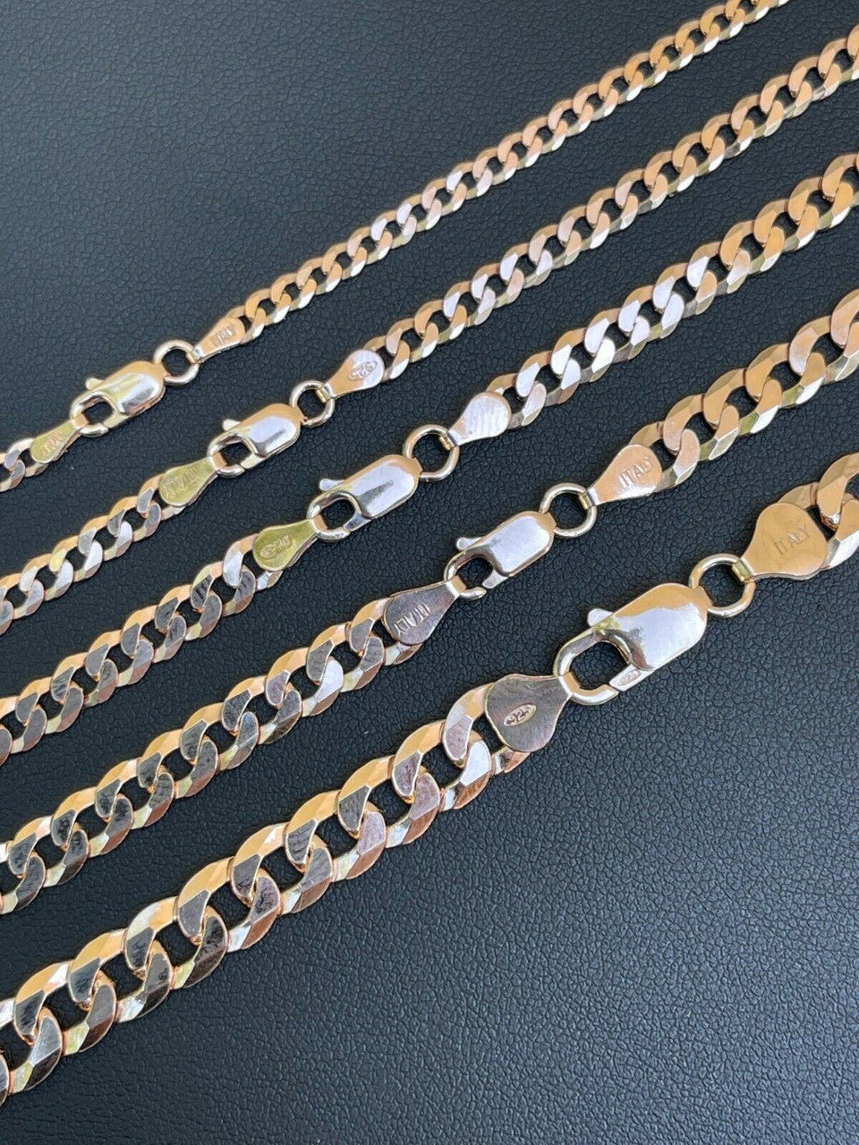 Flat Curb Cuban Chain Necklace - 14k Rose Gold Vermeil 925 Sterling Silver - 16"-30" - 3mm-8mm