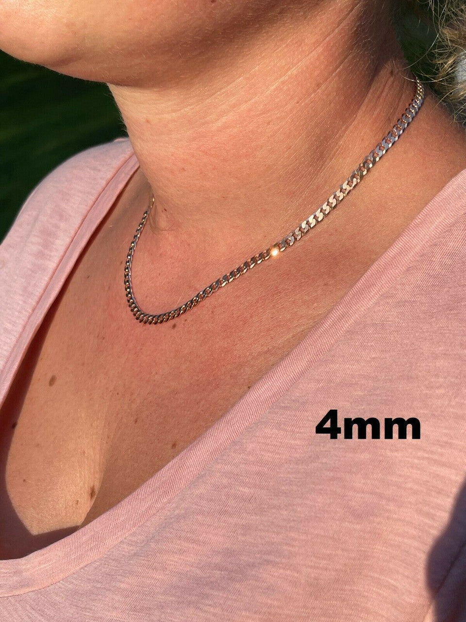 Flat Curb Cuban Chain Necklace - 14k Rose Gold Vermeil 925 Sterling Silver - 16"-30" - 3mm-8mm