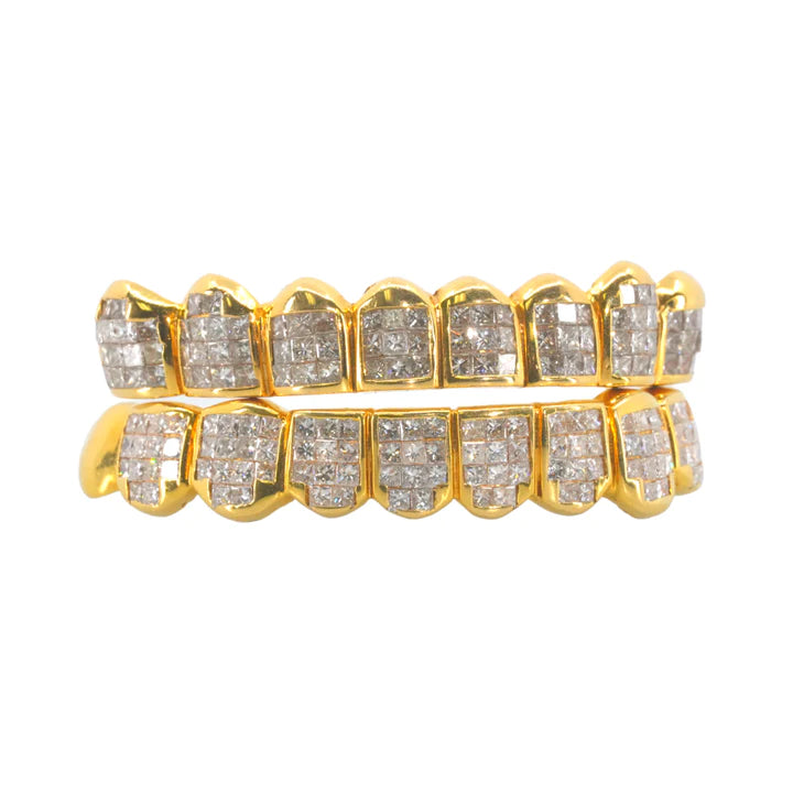 14k Flawless Princess Cut Diamond Invisible Set Grillz