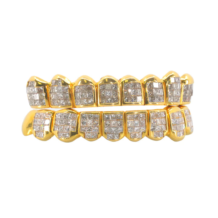 18k Flawless Princess Cut Diamond Invisible Set Grillz