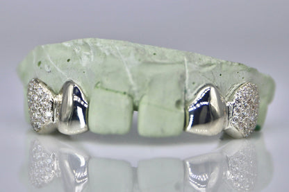2 Teeth VVS Moissanite Diamond with Solid Ends Grillz