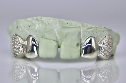 2 Teeth VVS Moissanite Diamond with Solid Ends Grillz
