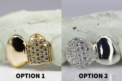 2 Teeth VVS Moissanite Diamond with Solid Ends Grillz