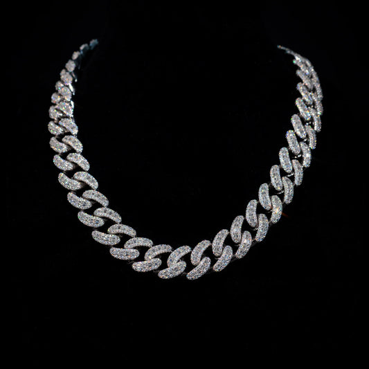 20mm Emerald-Cut Cuban Link Chain (Silver)