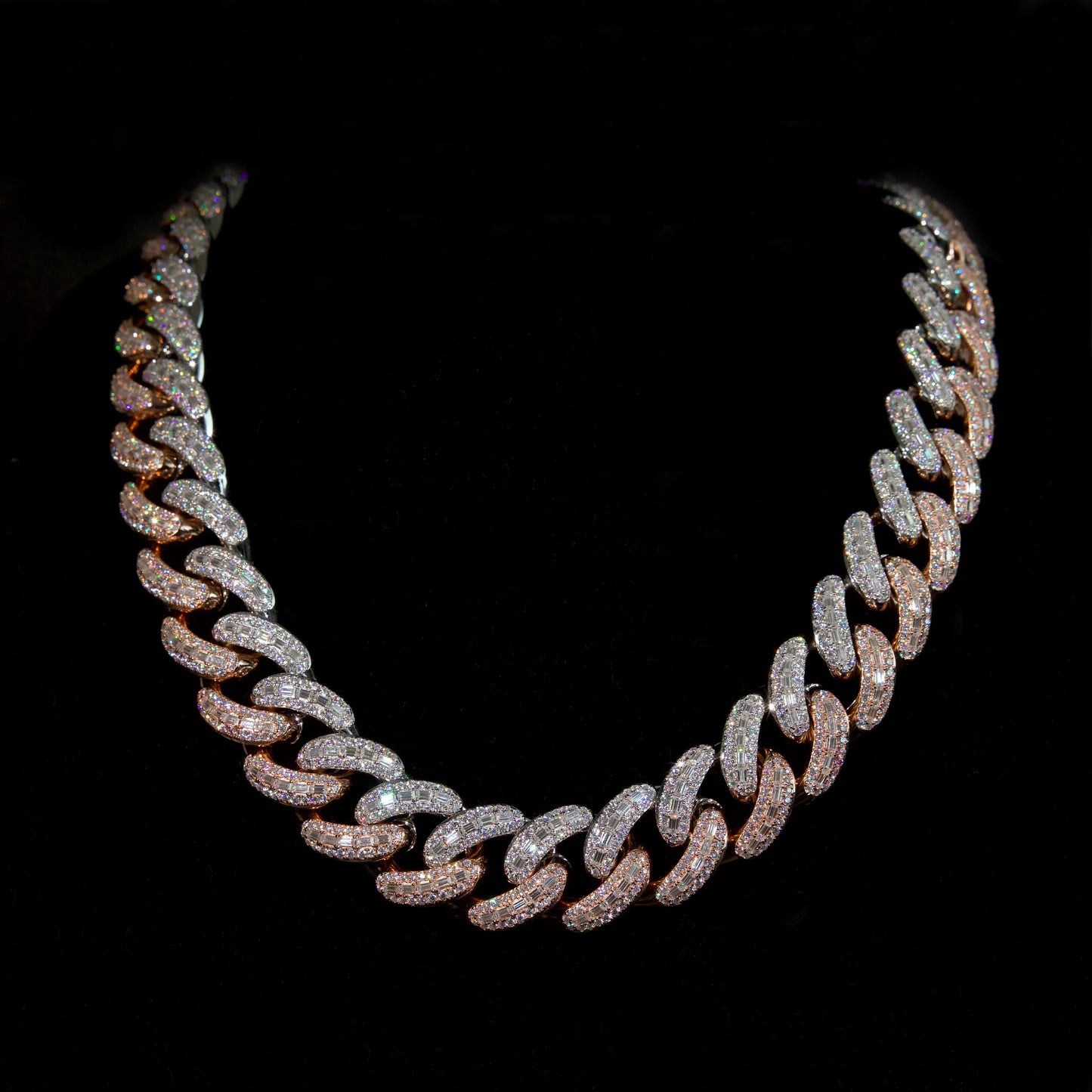 22mm Emerald-Cut Cuban Link Chain (Two-Tone)