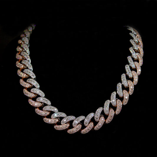 22mm Emerald-Cut Cuban Link Chain (Two-Tone)