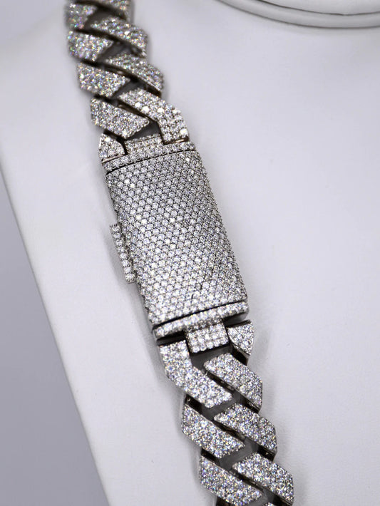 3 Row Curved VVS Moissanite Diamond 18mm 24INCH Cuban