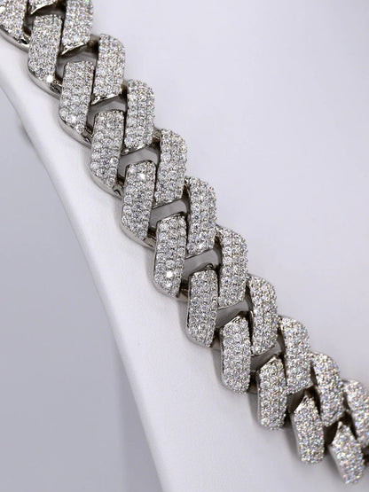 3 Row Rounded VVS Moissanite Diamond 20MM 24INCH Cuban
