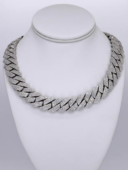 3 Row VVS Moissanite Diamond 18MM 24INCH Cuban