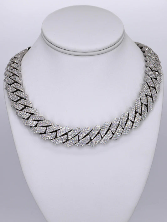 3 Row VVS Moissanite Diamond 18MM 24INCH Cuban