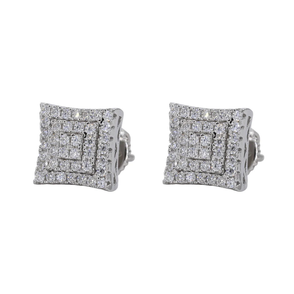 3 Step Iced Out Square VVS Moissanite Daimond Earrings