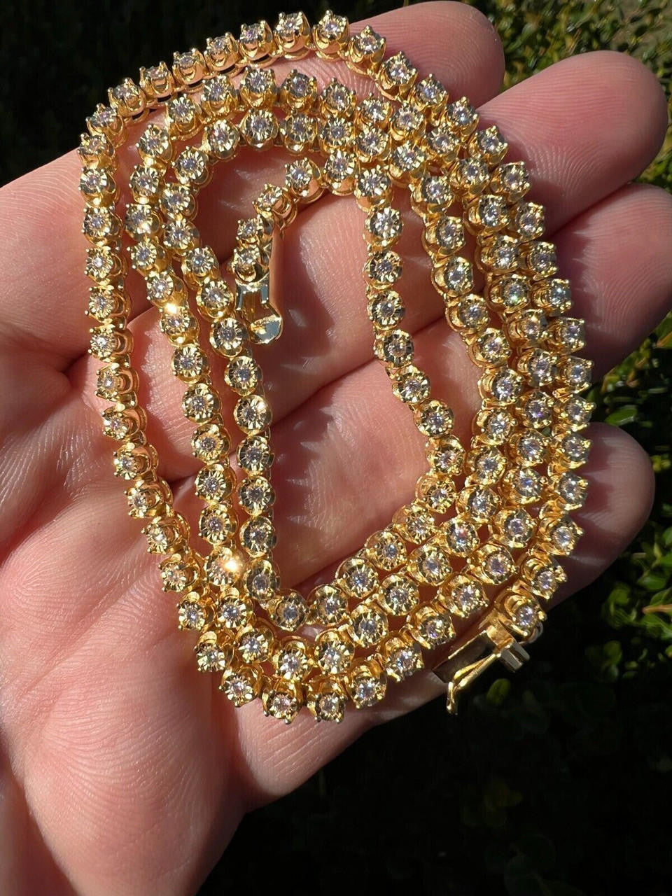 Tennis Chain Necklace Iced Out Canary Yellow CZ Stones - 14k Gold Vermeil 925 Silver - 3mm - 16"-28"