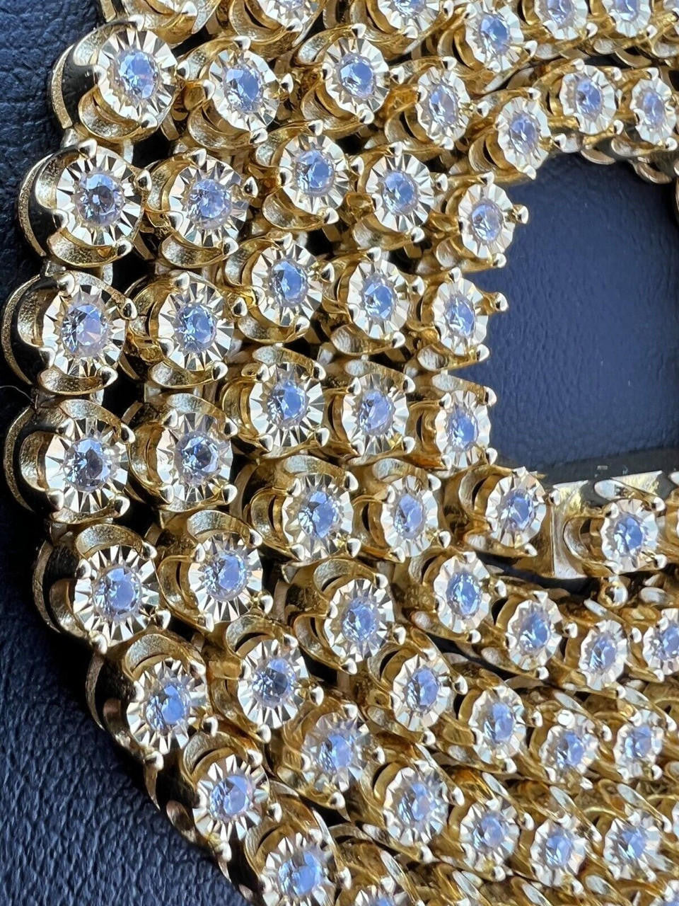 MOISSANITE Illusion Tennis Chain Necklace Iced Out - 14k Gold Vermeil 925 Silver - 3mm - 16"-28"