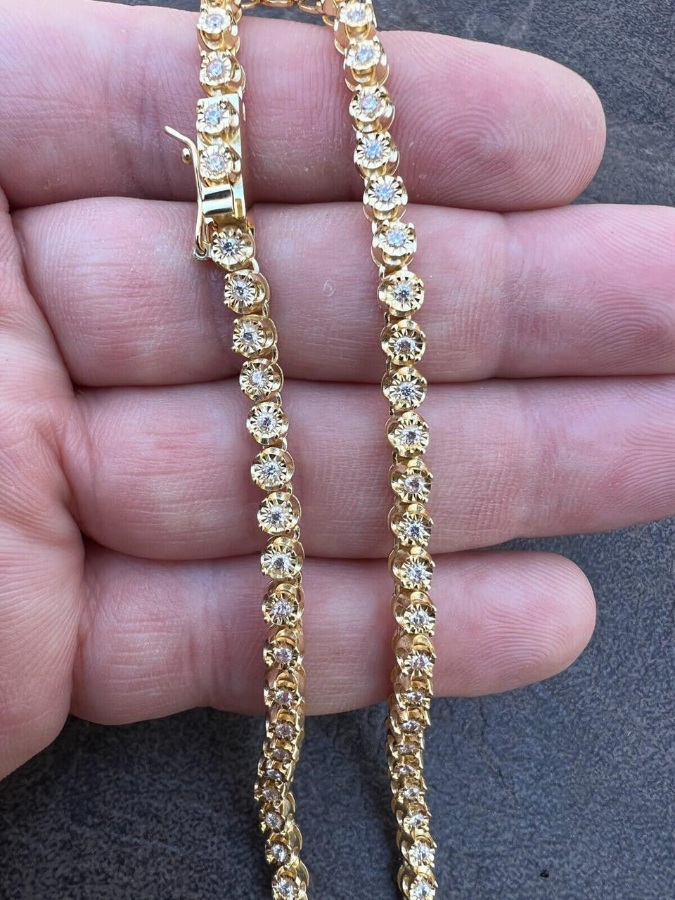 MOISSANITE Illusion Tennis Chain Necklace Iced Out - 14k Gold Vermeil 925 Silver - 3mm - 16"-28"