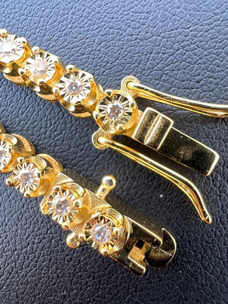 MOISSANITE Illusion Tennis Chain Necklace Iced Out - 14k Gold Vermeil 925 Silver - 3mm - 16"-28"