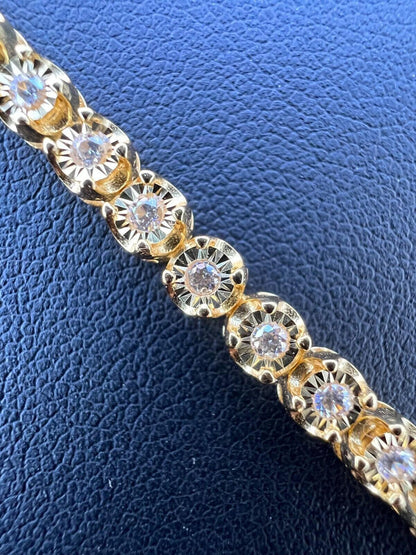 MOISSANITE Illusion Tennis Chain Necklace Iced Out - 14k Gold Vermeil 925 Silver - 3mm - 16"-28"