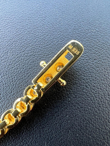 MOISSANITE Illusion Tennis Chain Necklace Iced Out - 14k Gold Vermeil 925 Silver - 3mm - 16"-28"