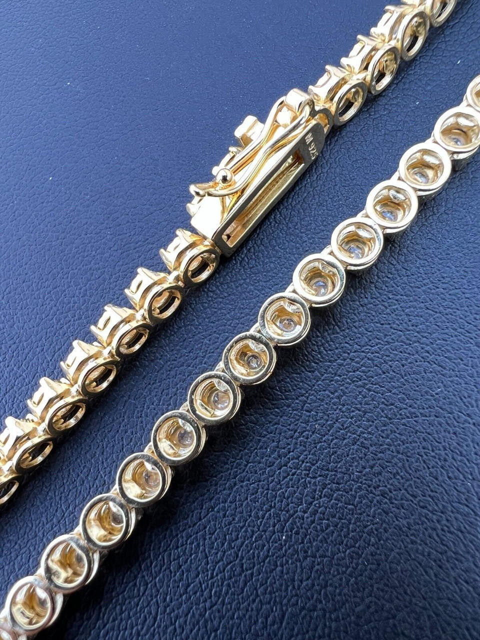 MOISSANITE Illusion Tennis Chain Necklace Iced Out - 14k Gold Vermeil 925 Silver - 3mm - 16"-28"